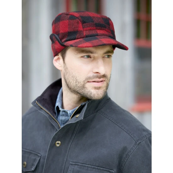 Hot Sale 🔔 Vermont Country Store Men's Wool-Blend Buffalo Plaid Hat Red ⭐ 3 Hot Sale 🔔 Vermont Country Store Men's Wool-Blend Buffalo Plaid Hat Red ⭐ - Image 3
