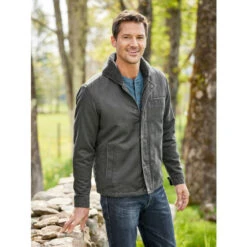 Cheap ✨ Orton Brothers Sherpa-Lined Microsuede Jacket Charcoal ✨