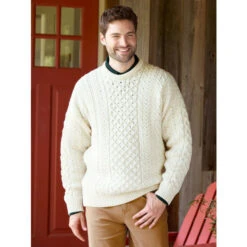 Hot Sale ⌛ Vermont Country Store Men's Irish Wool Crewneck Sweater Green 🎉 -Morton Brother Shop unnamed file 240