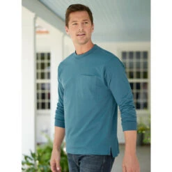 Hot Sale ✨ Orton Brothers Long-Sleeve Cotton T-Shirt Navy ⌛