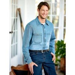 Cheapest ✔️ Orton Brothers Riverwash Denim 🧨 Shirt Blue 😉