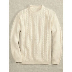 Coupon 🔔 Orton Brothers Men's Cotton Crewneck Pullover Sweater Cream 🌟