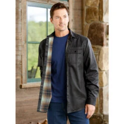 Best Sale 🎉 Orton Brothers Flannel-Lined Microsuede Shirt Jacket Charcoal 🥰 -Morton Brother Shop unnamed file 391