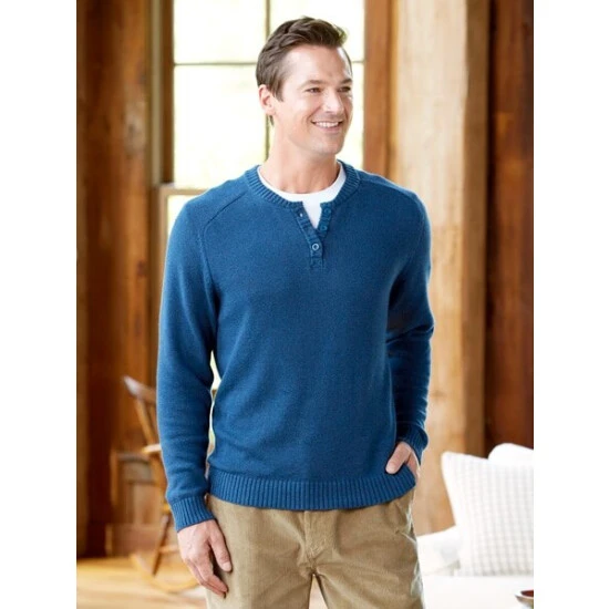 Cheap ๐ Orton Brothers Cotton Henley Sweater Blue โ๏ธ 2 Cheap ๐ Orton Brothers Cotton Henley Sweater Blue โ๏ธ - Image 2