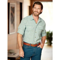 Wholesale 😉 Orton Brothers Micro-Plaid Weekender Shirt Green Plaid 👍 -Morton Brother Shop unnamed file 450