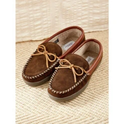 Discount ✨ Vermont Country Store Men's Two-Tone Suede Moccasin Dark Brown ⭐ -Morton Brother Shop unnamed file 470