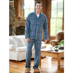 New 👍 Vermont Country Store Orton Family Plaid Portuguese Flannel Pajamas Orton Plaid ❤️