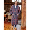 New ⭐ Vermont Country Store Men's Double-Comfort Portuguese Flannel Robe Black ⌚ Watch/green Plaid ⌛