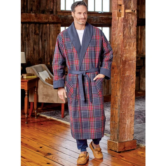 New ⭐ Vermont Country Store Men's Double-Comfort Portuguese Flannel Robe Black ⌚ Watch/green Plaid ⌛ 3 New ⭐ Vermont Country Store Men's Double-Comfort Portuguese Flannel Robe Black ⌚ Watch/green Plaid ⌛ - Image 3