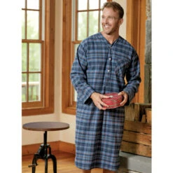 New 💯 Orton Brothers Men's Orton Family Plaid Portuguese Flannel Nightshirt Orton Plaid ✔️