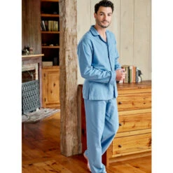 Flash Sale ✔️ Vermont Country Store Men's Super-Soft Portuguese Cotton Flannel Pajamas Blue 💯