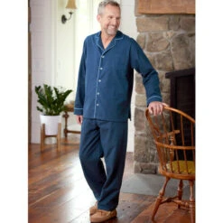 Flash Sale ✔️ Vermont Country Store Men's Super-Soft Portuguese Cotton Flannel Pajamas Blue 💯 -Morton Brother Shop unnamed file 500