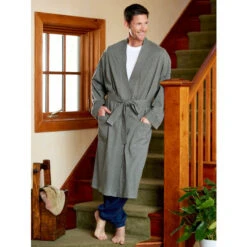 Cheap 👏 Vermont Country Store Men's And Women's Cotton Knit Wrap Robe Blue ⭐ -Morton Brother Shop unnamed file 513