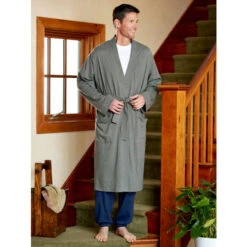 Cheap 👏 Vermont Country Store Men's And Women's Cotton Knit Wrap Robe Blue ⭐ -Morton Brother Shop unnamed file 514