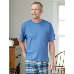 Promo 🛒 Vermont Country Store Cotton Knit Crewneck Short-Sleeve Sleep Tee Burgundy 💯 -Morton Brother Shop unnamed file 527