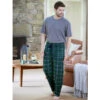 Best Pirce 👏 Vermont Country Store Men's Silky Fleece Sleep Pant Green & Navy Plaid 🔥