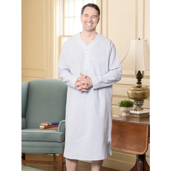Best deal βοΈ Vermont Country Store Men's Cotton Broadcloth Nightshirt Blue π 2 Best deal βοΈ Vermont Country Store Men's Cotton Broadcloth Nightshirt Blue π - Image 2
