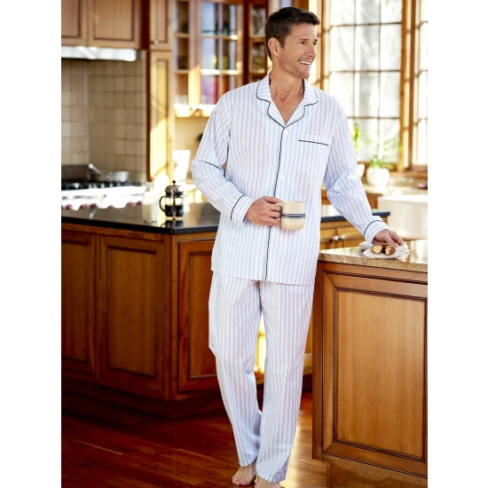 Deals ✨ Vermont Country Store Ultralight Cotton Voile Pajamas Blue Stripe 💯 1 Deals ✨ Vermont Country Store Ultralight Cotton Voile Pajamas Blue Stripe 💯