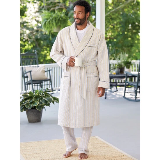 Best Pirce π Vermont Country Store Men's Striped Cotton Seersucker Robe Red β 3 Best Pirce π Vermont Country Store Men's Striped Cotton Seersucker Robe Red β - Image 3