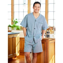 Flash Sale 🤩 Vermont Country Store Men's Blue Madras Plaid Cotton Short Pajamas 😀 -Morton Brother Shop unnamed file 560