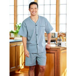 Flash Sale 🤩 Vermont Country Store Men's Blue Madras Plaid Cotton Short Pajamas 😀 -Morton Brother Shop unnamed file 561