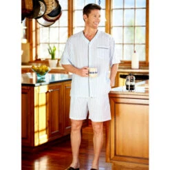 Flash Sale 🤩 Vermont Country Store Men's Ultra-Light Cotton Voile Short Pajamas Blue Stripe ✨ -Morton Brother Shop unnamed file 564