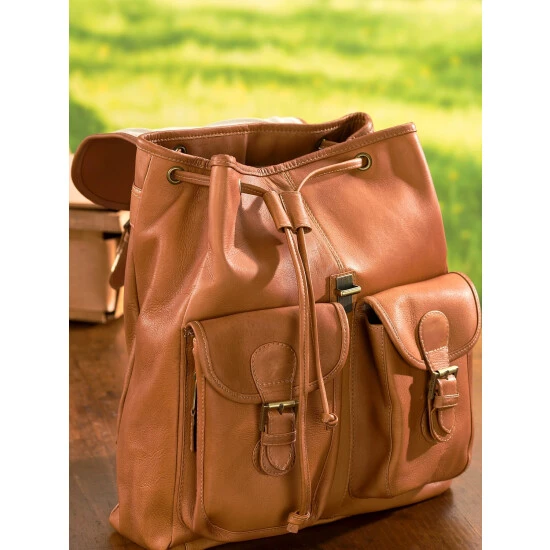 Best deal 🌟 Vermont Country Store Classic Leather Drawstring Backpack Dark Brown 💯 6 Best deal 🌟 Vermont Country Store Classic Leather Drawstring Backpack Dark Brown 💯 - Image 6